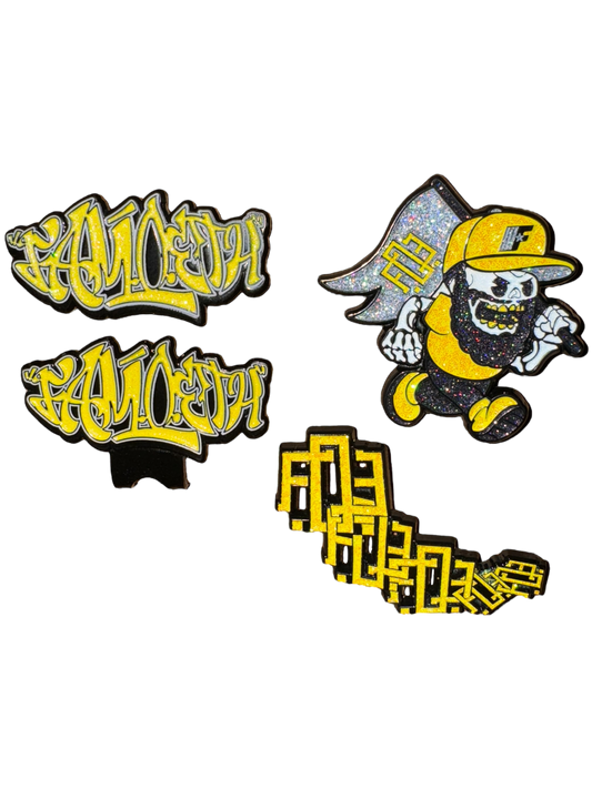 Yellow/Black/Silver Pins and Blip Set